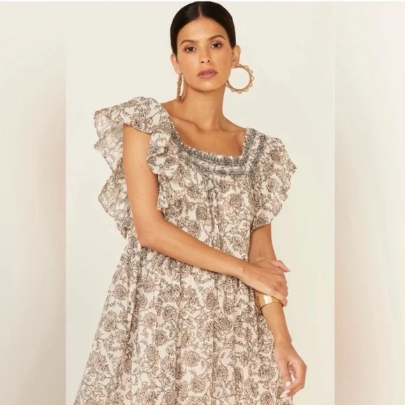 Free People Bonita Floral Midi Dress Sz M - Picture 2 of 6